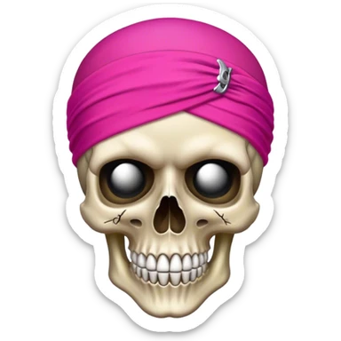 pirate skull with fuchsia headband sticker