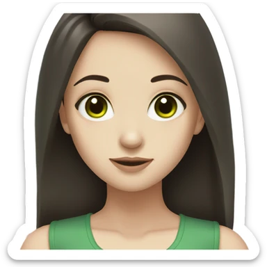 Girl with green eyes, dark brown shoulder length hair, pale skin  sticker