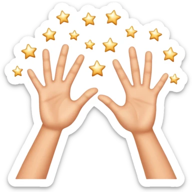 Two hands giving jazz-hands motion, maybe with little sparkles. sticker