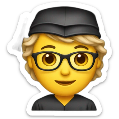 teacher wearing a graduation hat sticker