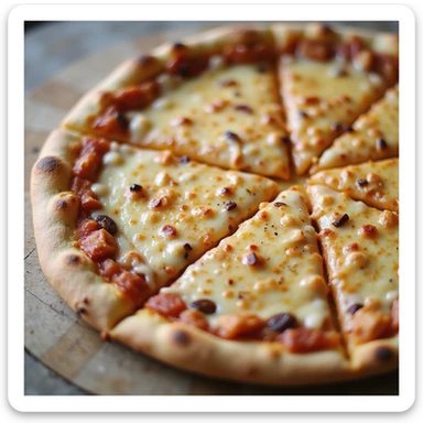 simple cheese pizza, no toppings, realistic style sticker