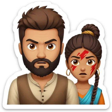 brother and sister fighting modern culture naughty  - indian skin and hairstyle - men beard  sticker