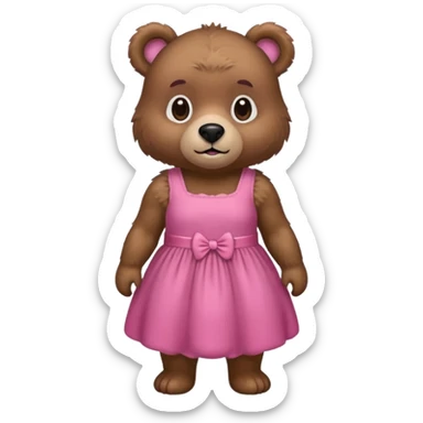 bear with a pink dress on sticker