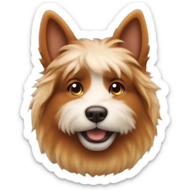 a fluffy dog with caramel fur with his ears deeply colored in brown sticker