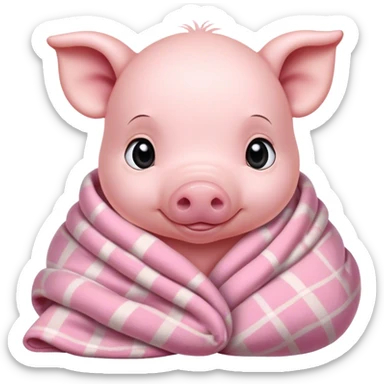 Spotted baby piglet cozy in a blanket sticker