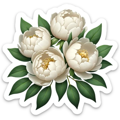 White peonies bouquet  sticker