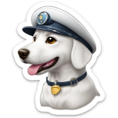 Perro blanco con gorra de piloto aviador sticker