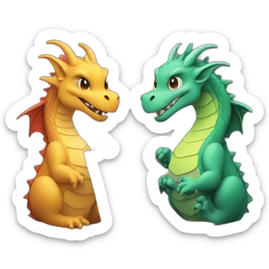 two dragon friends different colors looking at a laptop sticker