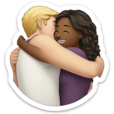 White women hug a white men sticker