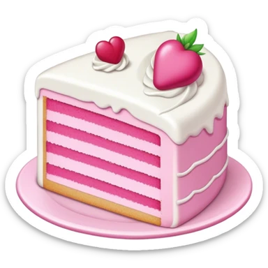 pink cake slice with frosting cute sticker