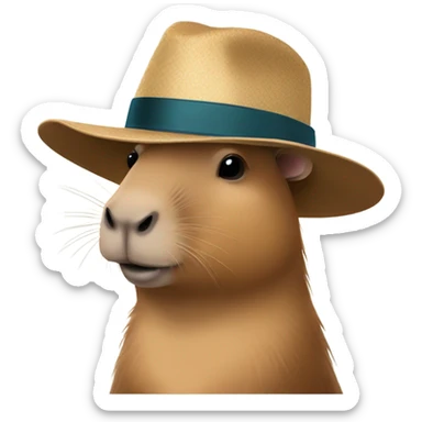 fashionable capybara in a hat sticker