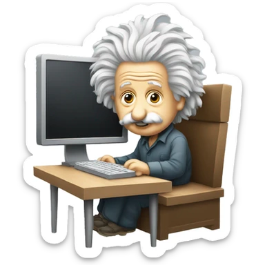 albert einstein with computer sticker