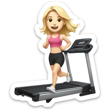 white girl with blonde hair on treadmill sticker