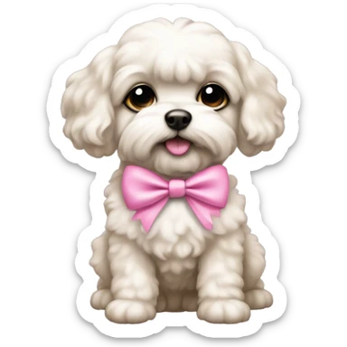 Schichon puppy pink bow sticker