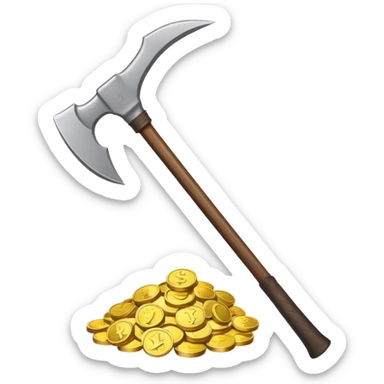 Pick Axe with Gold Coins sticker