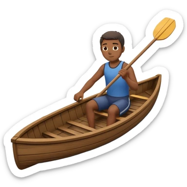 man with dark skintone rowing a rowboat that is tilted up as it sinks into the water sticker