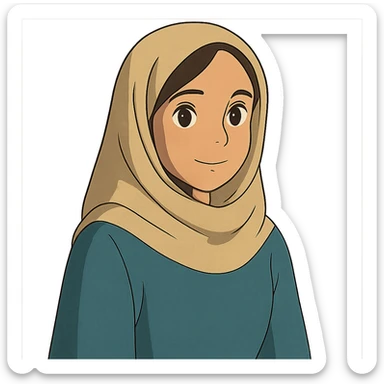 ghibli style character of mela.alm sticker