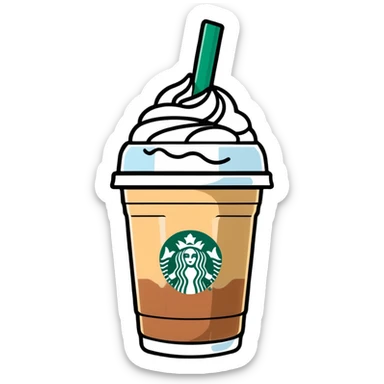 cute Starbucks iced latte with condensation on cup sticker