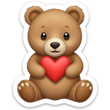 un oso sosteniendo un corazón blanco sticker