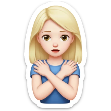 girl arms crossed choking neck sticker