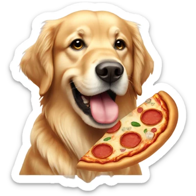 Golden retriever with pizza in his mouth  sticker