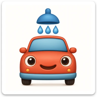 Convert this car wash icon to an Apple emoji style, keeping the main elements but making it even cuter and more expressive like an Apple emoji. sticker