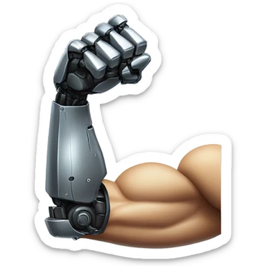 Flexing bicep arm with robot hand sticker