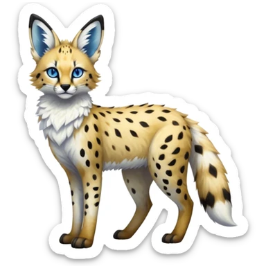 Epic Feral Rare Fantasy shiny cool fluffy Vernid-Trico-Fox-Serval-species-hybrid-animal by LiLaiRa, random markings, tufted ears, full body sticker