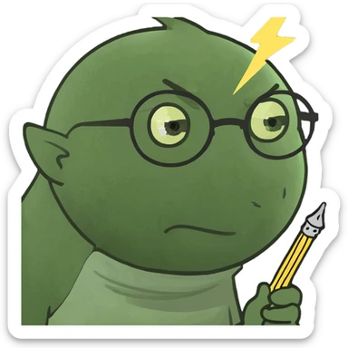 Harry Potter memoji holding a wand, round glasses, lightning scar, digital cartoon style sticker