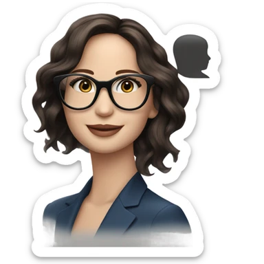 Photo of Brunette Jennifer Lawrence wearing black glasses and blue eyes happy  sticker