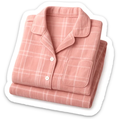 pink flannel pajamas folded neatly, soft and inviting sticker