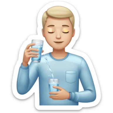 So excited guy full body, closed eyes, with glass sticker