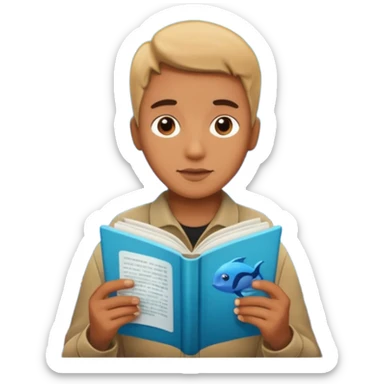 une personne qui lit un panneau afin d'en apprendre plus sur la vie marine  sticker