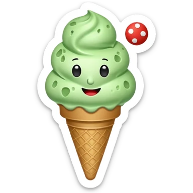 Mint ice cream cone playing pickleball sticker