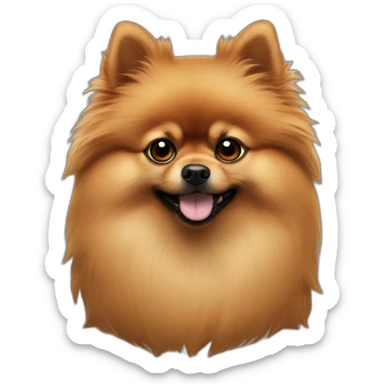 Pomeranian shit su Brown hairy dog, black ears sticker