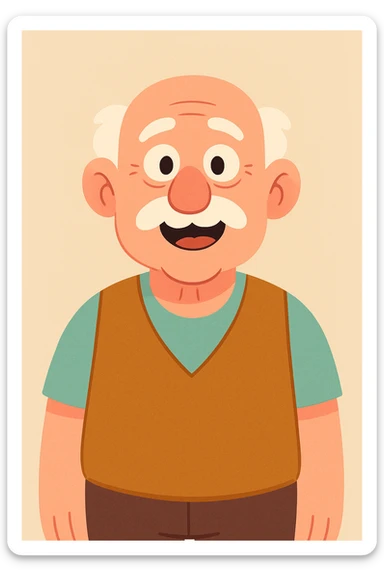 a old man in vest, front view sticker