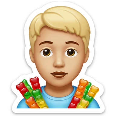 person made of candy, with accessories from candy sticker