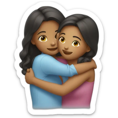 Two girls hugging each other sticker