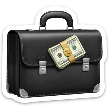 maletin cerrado que se le escapan un par de billetes por los costados sticker