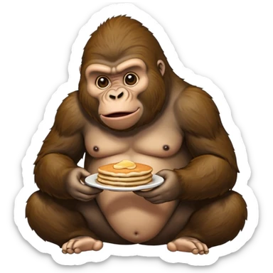 gorilla eating pancakes while pooping sticker