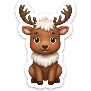reindeer baby  cute, full body LIGHTS on his horns sticker