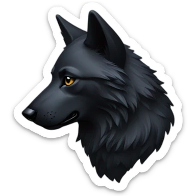 simple black wolf head in profile looking to right, no body, ear pierced ring, loo sticker
