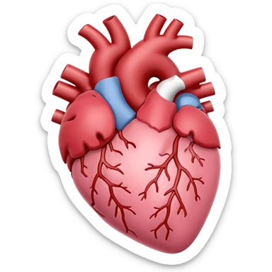 Anatomical heart, soft pink, light, iOS emoji style, variation 3 sticker