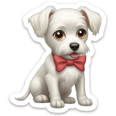 Maltese dog with bow on head and Zwergpinscher sticker