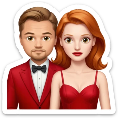 leonardo di caprio and Jessica Chastain in a red dress sticker