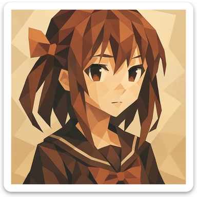 anime girl, polygonal style sticker