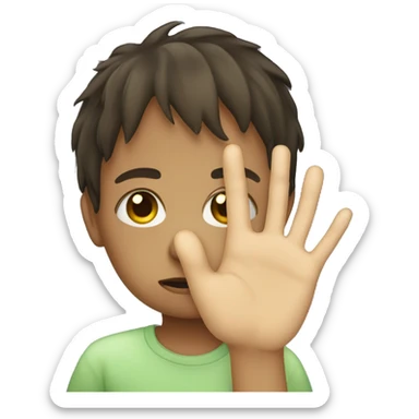 The palm of a child with sadness sticker