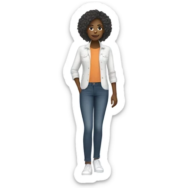 woman has a modern, minimalist look with natural hair, minimal makeup, and smart-casual outfits like jeans, blazers, and sneakers. She often wears a smartwatch , balancing practicality and professionalism.






 sticker