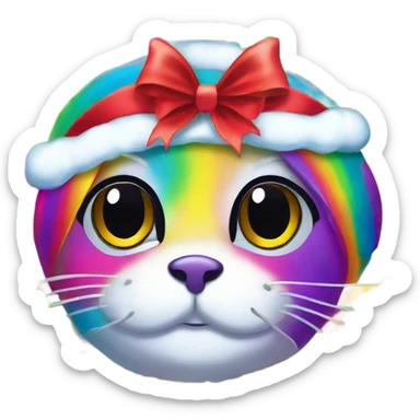Lisa frank rainbow seal with Christmas holly  sticker