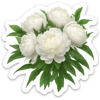 White peonies bouquet  sticker